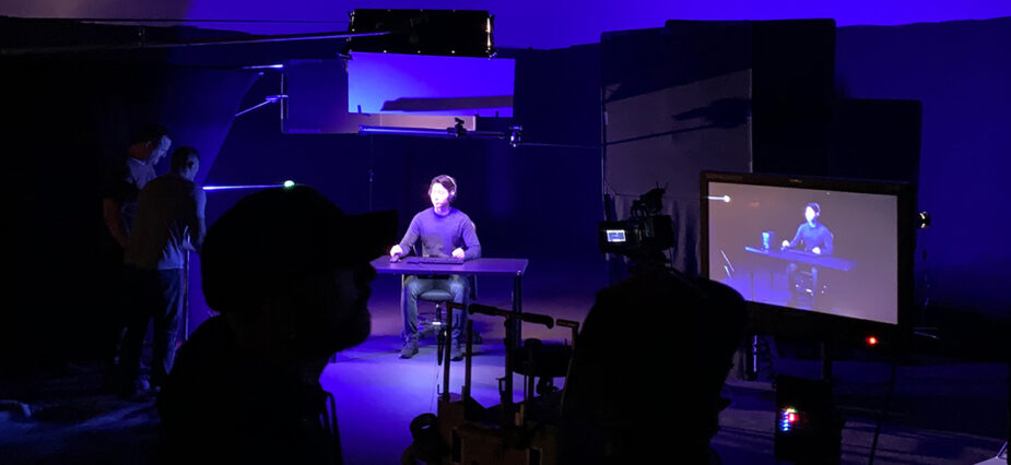 Behind the scenes of a film shoot for a tech product launch